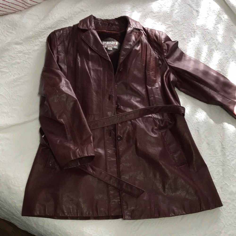 Gorgeous burgundy leather coat